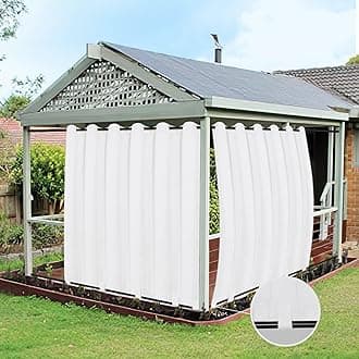 Easy-Going Outdoor Curtains Waterproof Windproof Weatherproof Curtain for Patio, Cabana, Porch, Pergola and Gazebo, Grommet Top and Tab Bottom Drape, 1panel, 110x120 inch, White