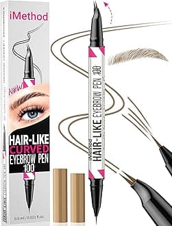 iMethod Curved Eyebrow Pen - 2-in-1 Dual-Ended Eyebrow Pencil with Curved Tip and Precise Brush-Tip, Microblading Eyebrow Pen for Natural Hair-Like Brows, Long Lasting, Blonde
