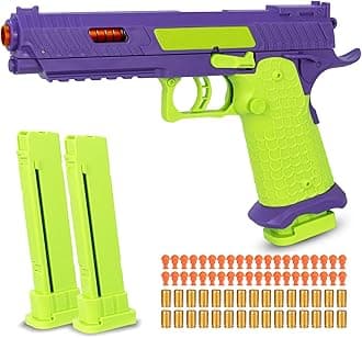 Toy Gun, Soft Bullet Toys Gun for Boys, Toy Foam Blaster with 40 Soft Bullets, Empty Shell Ejecting Toy Gun Pistol, Christmas Birthday Gifts for Boys & Girls Age 8+ (Purple & Green)
