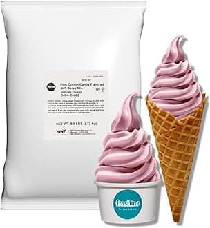 Frostline Pink Cotton Candy Soft Serve Ice Cream Mix, Lactose & Gluten Free- Just Add Water, Dairy or Dairy Free Alternative, Use with Blender, Countertop Ice Cream Maker, Soft Serve Machine- 6 lb Bag