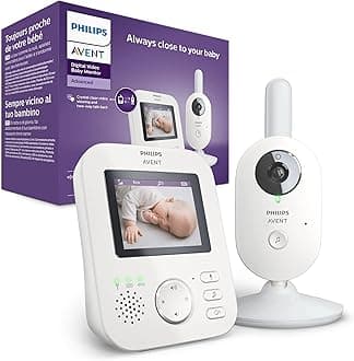 AVENT Philips Video Baby Monitor – Private and secure with A-FHSS technology, 2.7 inch color screen, Soothing lullabies & talkback (Model SCD833/05)