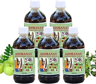 Adivasi Bhringraj Herbal Hair Oil - For Stronger, Longer And Thicker Hair Hair Oil (100ml) Pack 5