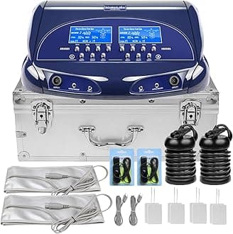 Dual Ionic Detox Foot Bath Machine Upgrade Ion Foot Detox Machine Detox Foot Spa Detoxification Machine Digital LCD Display with 2 Arrays 2 Waist Belts