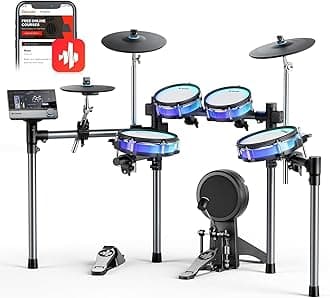 Donner Electric Drum Set with Lights and Touchscreen, Advanced Elctronic Drum Kit with 1126 Sounds, Customize Drum Pad Colors, Internal Rack Wiring, Gaming APP - BackBeat