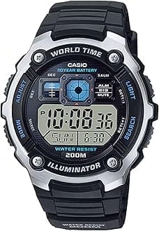 AE-2000W-1AVCF Men's AE2000W-1AV Silver-Tone and Black Multi-Functional Digital Sport Watch