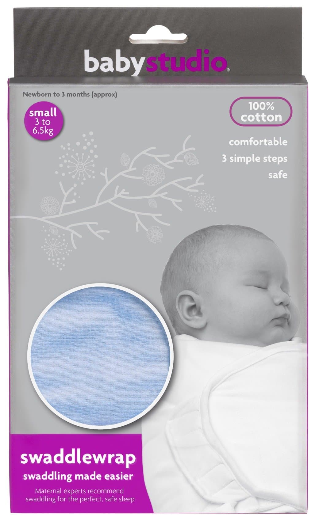 Baby Studio Swaddle Wrap (Small, Blue)