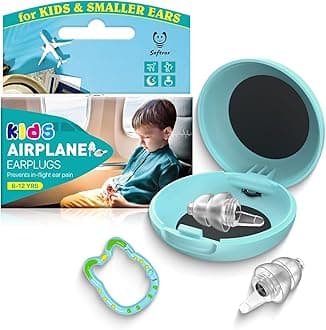 Kids Ear Plugs (6-12 yrs), Travel Earplugs for Flying, Ear-Pressure Relief & Prevent Ear-Pain, Toddler Ear Protection for Airplane, Loud Events, Focus, Study, Noise Sensitivity, 25 dB Noise Reducing