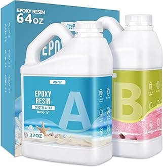 OcePor Epoxy Resin-64OZ, Crystal Clear Epoxy Resin Kit, No Yellowing No Bubble Art Resin Casting Resin for Art Crafts, Jewelry Making, Wood & Molds(32OZ x 2)