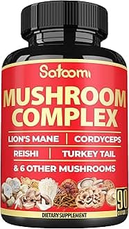 Satoomi 90 Capsules - 10in1 Turkey Tail Supplement with Lions Mane, Turkey Tail Mushroom, Reishi Mushroom & Others - for 90 Days
