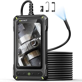 Anykit Borescope Inspection Camera with Light, Industrial Endoscope Camera with 4.3” HD Screen, Waterproof Digital Snake Cam, Semi-Rigid Cable Bore Scope for Pipe, Engine, Inside Wall, Duct (10 FT)
