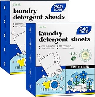 Soulink Laundry Detergent Sheets, 480 Loads (2 Pack) - Eco-Friendly, Plant Based, Hypoallergenic, No Plastic Jar, Fresh Linen Scent