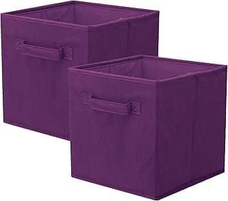 ShellKingdom Storage Bins, Foldable Fabric Storage Cubes And Cloth Storage Organizer Drawer For Closet And Toys Storage, 2 Pack (Purple)