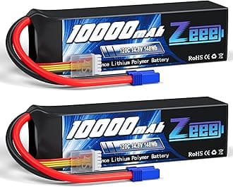 Zeee 4S Lipo Battery 10000mAh 14.8V 120C with EC5 Connector Soft Case RC Battery Compatible with Xmaxx RC Car Truck Tank Racing Hobby Models (2 Pack)