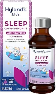 Kids Sleep Calm + Immunity with Melatonin, Promotes Sleep & Supports Immune Health, Ages 2+, Grape Flavor, 4 Fl. Oz.
