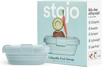 Stojo Collapsible Sandwich Box - Aquamarine, 24oz - Reusable Food Storage Container - To-Go Travel Silicone Bowl for Hot and Cold Food - for Meal Prep, Lunch, Camping and Hiking - Dishwasher Safe