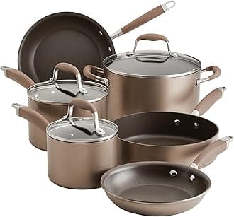 Advanced Home Hard Anodized Nonstick Cookware/Pots and Pans Set, 9 Piece - Bronze
