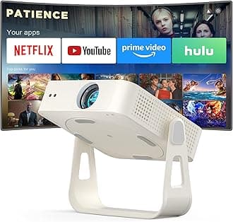 [Compatible with Netflix & Auto Focus] XuanPad Mini Beige White Smart Projector 4K Support, WiFi & Bluetooth, XuanPad Native 1080P Projector with 360° Stand, Auto Keystone, Thinnest Design