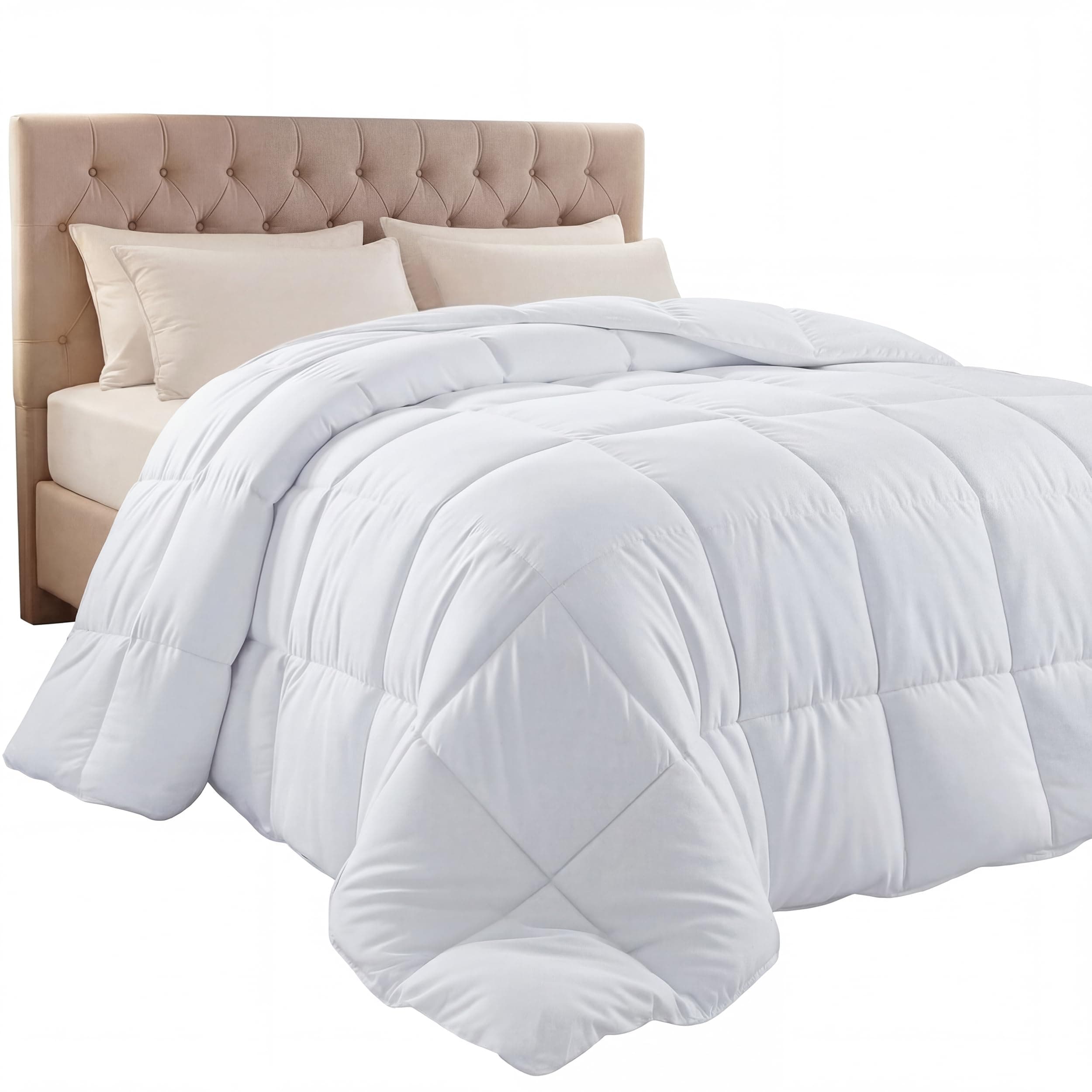 Comforter Duvet Insert - Quilted Comforter with Corner Tabs - Box Stitched Down Alternative Comforter (Twin XL, White)