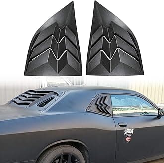 E-cowlboy for 2008-2021 Dodge Challenger Side Window Scoop Louvers, ABS Window Visor Cover, Sun Rain Shade Vent Matte Black