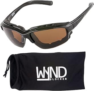 WYND Blocker Motorcycle Riding Glasses Extreme Sports Wrap Sunglasses, Black, Amber