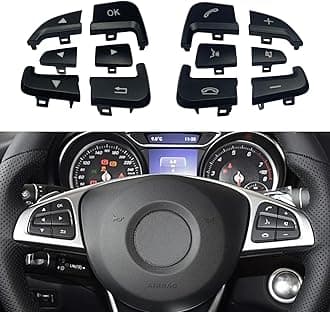 Car Steering Wheel Control Button Cover for Mercedes Benz A B GLA CLA GLS GLE CLS SL W172 W246 W218 W156 W292 W166 A0999050600 12pcs (Black, A set)