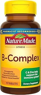 Stress B Complex with Vitamin C and Zinc, B Complex Vitamins for Women and Men, Immune Support, 75 Tablets, 75 Day Supply