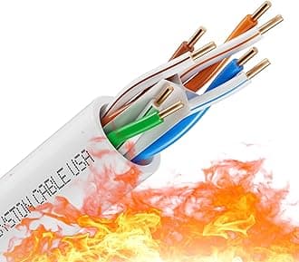 Syston Cable Technology Cat 6A+ Ethernet Network Cable，700MHz 23AWG Solid Bare Copper Wire Outdoor/Indoor, No Ends 100/250/500/1000 Ft Available, Heat Resistant Plenum Rated (100 FT, CMP, White-CMP)