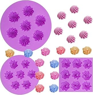 Cream Silicone Fondant Molds 3 Pieces, Cookie Chocolate Molds for Candy Cake Decortaion Cupcake Toppers Creative Desserts Clay