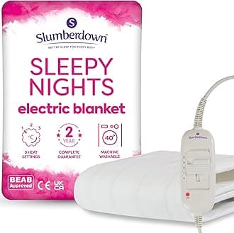 Slumberdown Sleepy Nights Electric Blanket Double - Warm, Cosy & Energy-Efficient Heated Blanket with 3 Heat Settings | BEAB-Approved, Washable & Easy-Fit Straps (135 × 120cm)