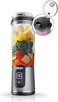 Ninja BC151BK Blast Portable Blender Cordless 18oz Container Personal Blender for Shakes & Smoothies, BPA Free, Leak Proof Lid & Spout USB-C Rechargeable, Dishwasher Safe Parts, Black