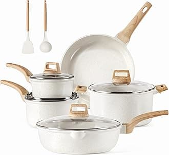 CAROTE 11 piece ceramic pots and pans, Cream White