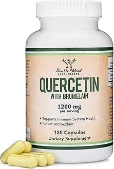 - Quercetin with Bromelain - 96% Highly Purified - 120 Count (1,200mg Servings) - Supports Healthy Immune Functions in Men and Women (Vegan Safe, Third Party Tested, Gluten Free) by Double Wood