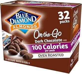 Blue Diamond Almonds Dark Chocolate Cocoa Dusted Snack Nuts, 100 Calorie Packs, (Pack of 1, 32 Count Toal)