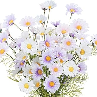 12 PCS Artificial Daisy Flowers 3 Color Silk Daisy Flowers Decor UV Resistant Faux Wildflowers with Stems for Table Centerpiece Home Wedding Party Decoration Floral Arrangements