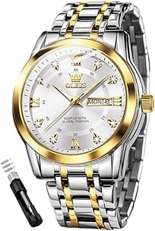 Mens Diamond Watch Luxury Business Dress Wrist Watches Quartz Stainless Steel Waterproof Luminous Day Date