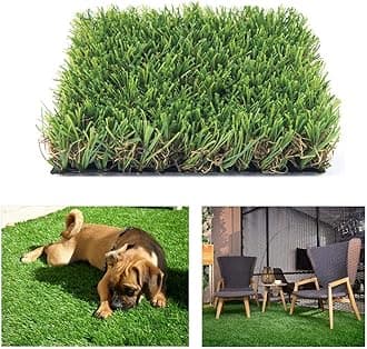 Petgrow · Deluxe Realistic Artificial Grass Turf 4FTX6FT, 70 oz Face Weight/Drainage Holes/Rubber Backing, Indoor Outdoor Pet Faux Synthetic Grass Astro Rug Carpet for Garden Backyard Patio Balcony