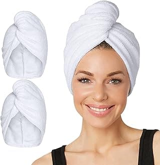 Turbie Twist Microfiber Super Absorbent Hair Towel (2 Pack)White