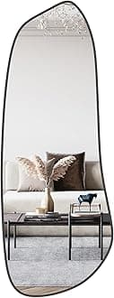 Irregular Wall Mirror, Asymmetrical Mirror Wall Mounted with Black Framed for Living Room, Bathroom, Bedroom, Entryway Wall Decor, 46"×18", Black