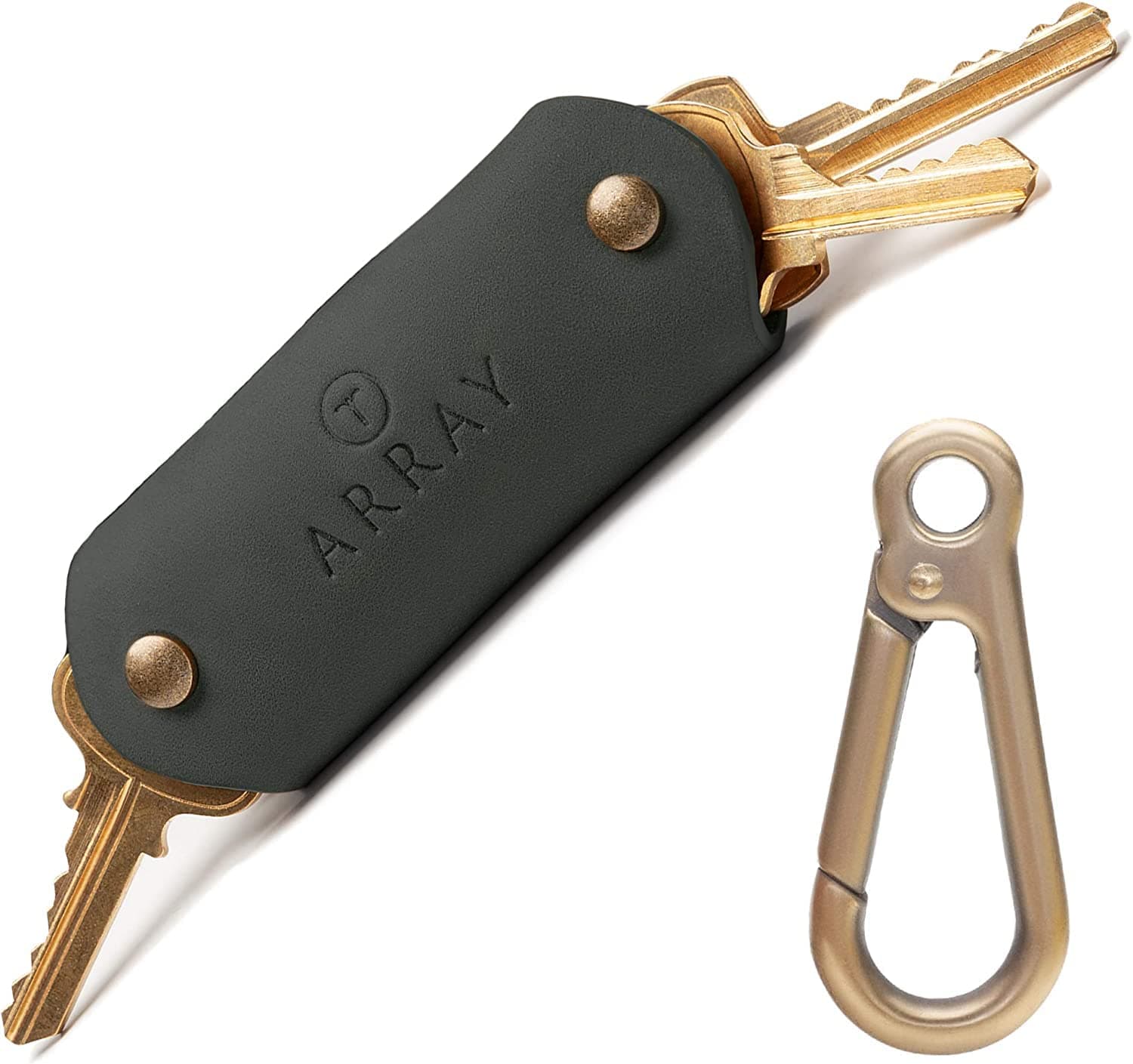 Leather Key Holder ARRAY Design | Key Wallet Organizer + Carabiner max 10 Keys