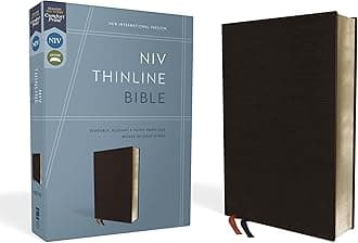NIV, Thinline Bible, Bonded Leather, Black, Red Letter, Comfort Print