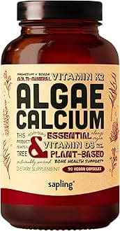 Calcium Supplement - Whole Food with Vitamin K2 & D3, Magnesium, Zinc, Boron, Mineral Complex. Sourced Sustainably from Red Algae. for Bone Strength and Support. Non-GMO & Vegan 90 Capsules.