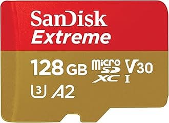 SanDisk 128GB Extreme microSDXC card +SD adapter, microSD card for smartphones, action cameras, drones, V30, up to 190 MB/s, SanDisk QuickFlow Technology, RescuePro Deluxe, UHS-I, 4k, V30, A2, U3
