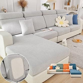 Soothing Home Sofa Covers, Sofa Hero Covers, Wear-Resistant Universal Couch Covers Washable Stretch Sectional Couch Cushion Covers (Light Grey,Back Cover L)
