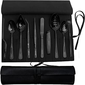 CREATIVECHEF Professional Chef Plating Kit, 10 Piece Culinary Plating Set, Black, Stainless Steel (10 Piece, Black)