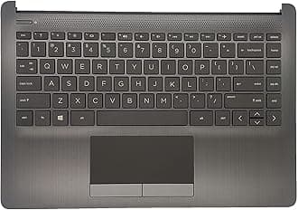 Replacement Upper Case Palmrest for HP 14Z-DK 14-DK 14-CF 14S-CF 14-DF Series Laptop Non-Backlit Keyboard Assembly Top Cover Touchpad L24818-001 Gray
