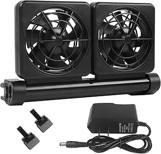 Aquarium Chiller, Fish Tank Cooling Fan System for Salt Fresh Water, 2 Variable Speed, Wide Angle Adjustable (2-Fan)
