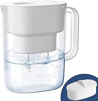 Waterdrop Water Filter Pitcher with 1 Filter, 200-Gallon Long-Life, 10-Cup Large Water Filter Pitcher, NSF Certified, 5X Times Lifetime, Reduces PFOA/PFOS, Chlorine, White