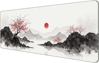 Dynippy Thin Extended Gaming Mouse Pad （31.5 * 11.8 * 0.08 inch） with Stitched Edges Large Mousepad Long XXL Keyboard and Mouse pad Desk Mat for Gaming Office & Home - Artistic Painting