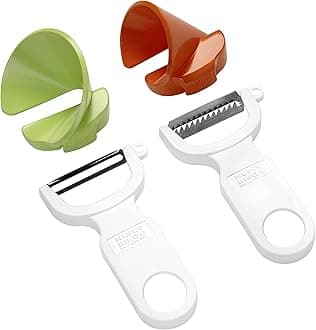 Kuhn Rikon Click-N-Curl Spiralizer Set with Swiss & Julienne Peelers, White/Orange/Green