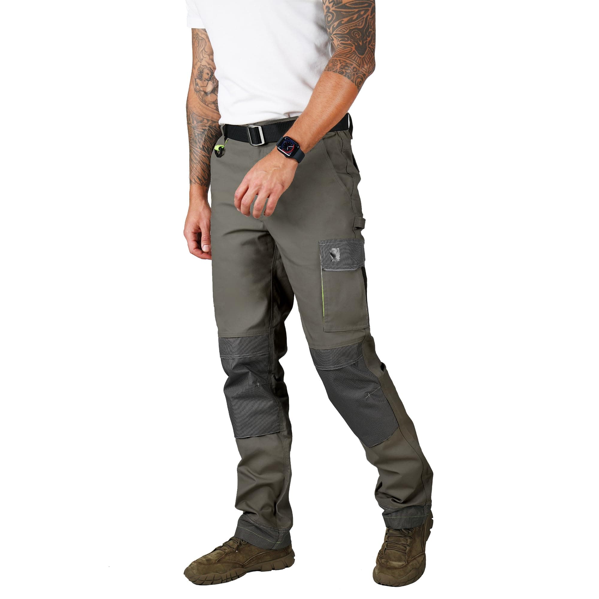 Ellobird Men's Cargo Construction Flex Work Pant for Men Double Knee Reinforcement Stretch Elastic Waistband Tactical Pants